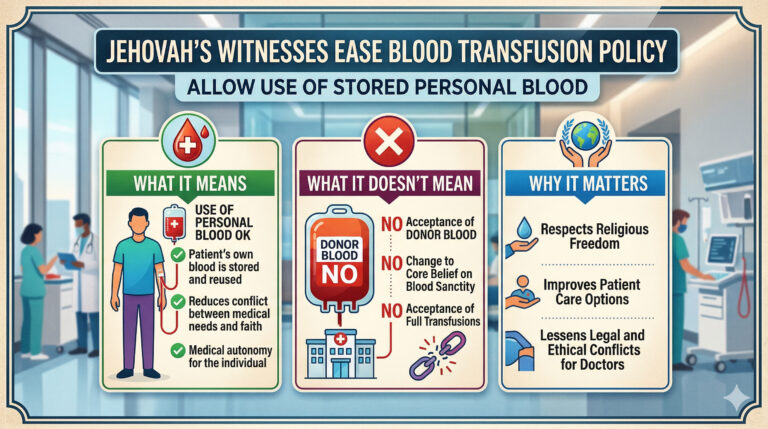 Jehovah's Witnesses Ease Blood Transfusion Policy: Allow Use of Stored Personal Blood — What It Means, What It Doesn't, and Why It Matters