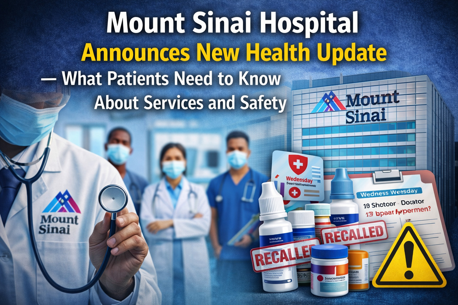 Mount Sinai Hospital health update announcement showing doctors and medical safety information about patient services and hospital care